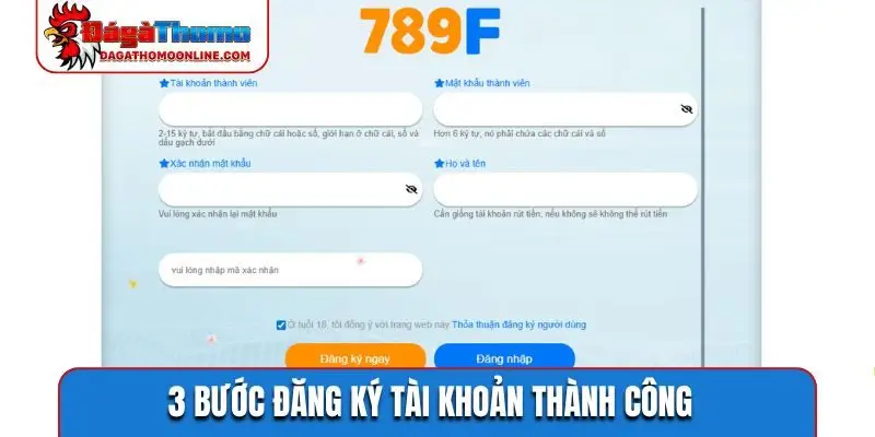 3 bước đăng ký tài khoản thành công